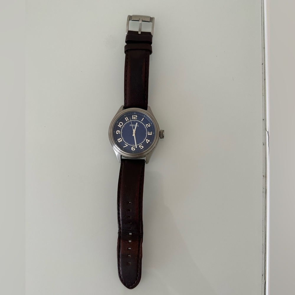 Fossil Asher Blue/Leather Ø46 mm
